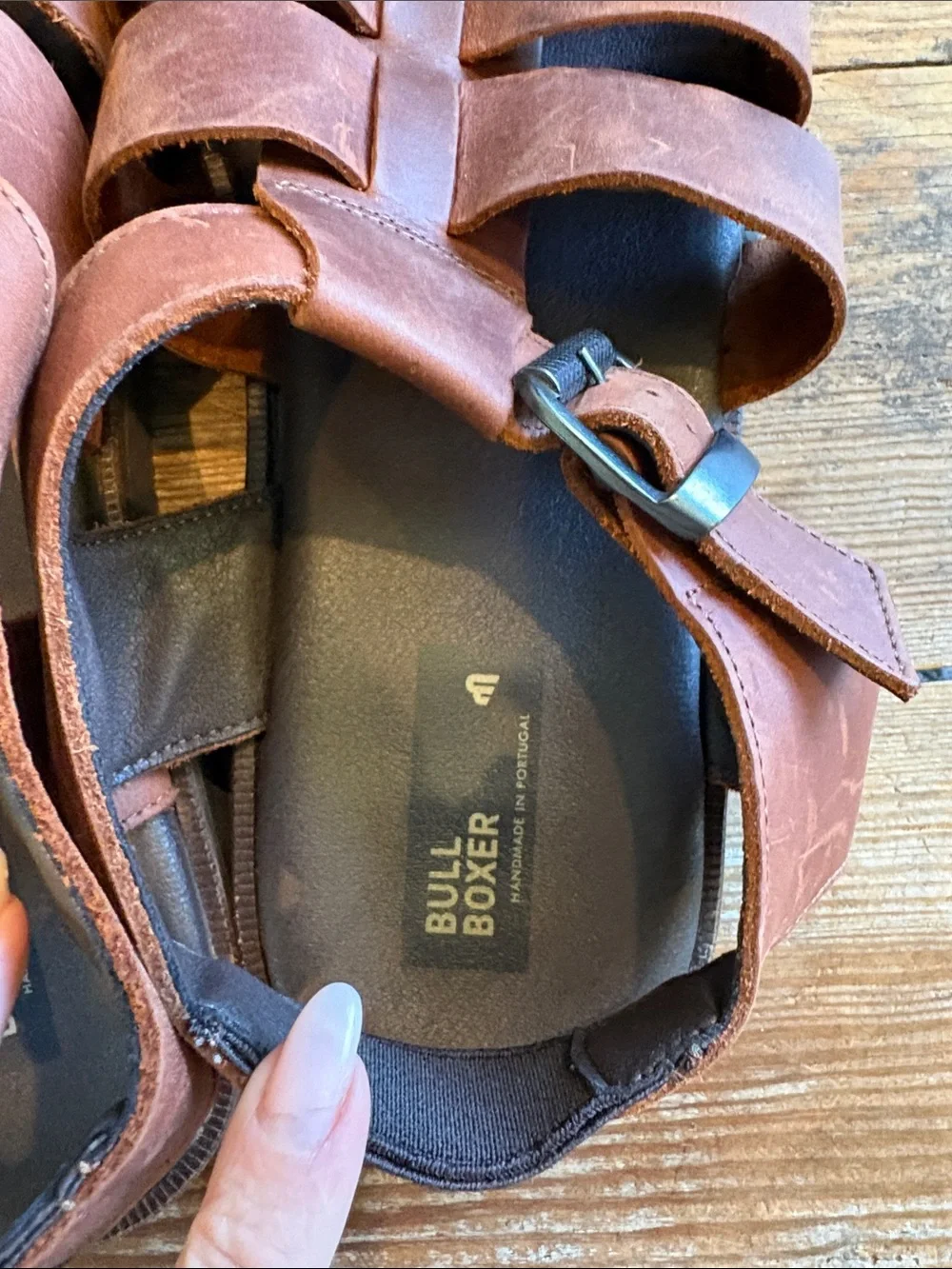 Bull Boxer Men's Brown Leather Fisherman Sandals